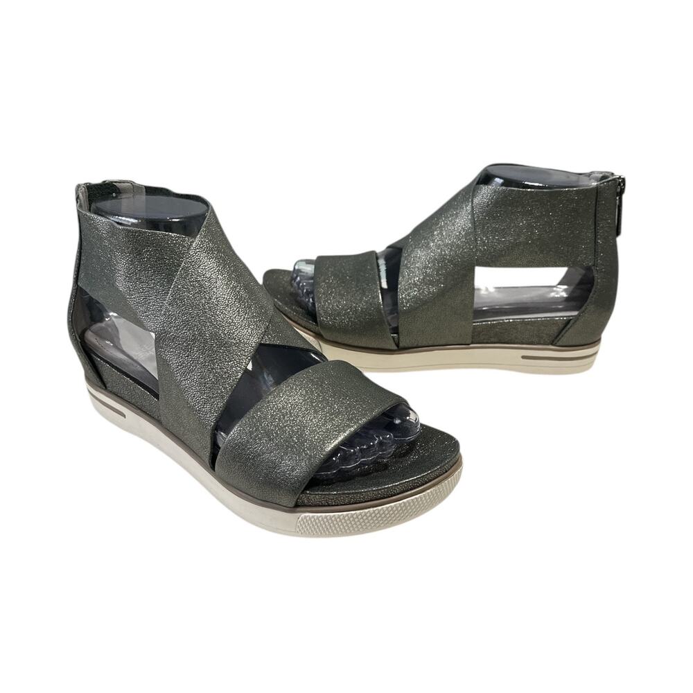 Eileen Fisher Sport Sandal Gray Silver Metallic  Leather 7